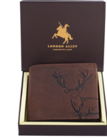 LONDON ALLEY  Men Casual Brown Genuine Leather RFID Wallet  (6 Card Slots)