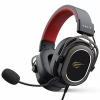 havit H2008d Headset with Microphone, Gamer, Black and Red, 50mm Speaker
