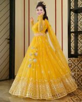 Gheludi Girls Lehenga Choli Party Wear Embroidered Lehenga, Choli and Dupatta Set on Flipkart