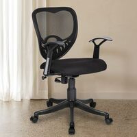 Savya Home® Delta Executive Ergonomic Office Chair| Height Adjustable Seat | Upholstered Seat and T type armrest Provides Better Comfort |Push Back Tilt Feature |Mid Back (Black, Qty-1)