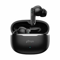 pTron Bassbuds Eon in-Ear TWS Earbuds w/ 13mm Drivers, 45Hrs Playtime, Dual HD Mic & AI-ENC Calls, Custom EQ, Mobile App, Bluetooth v6.0 Headphones, Voice Assistant, Type C Charging & IPX5 (Black)
