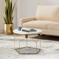 Amazon Brand - Solimo Cuil Wood and Iron End Table (Golden)