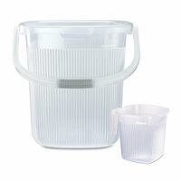 Nayasa Rimmy Plastic Bucket Set for Bathroom | Bucket and Mug (18 Liters & 1.5 Liters) | Bathroom Set of 2 | Bathroom Accessories Set | Bathroom Bucket Set | Transparent