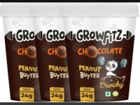 Growfitz Peanut Butter Chocolate Crunchy 400g | 24g High Protein Peanut Butter | 7g Fiber | Tasty & Healthy Nut Butter Spread for Breakfast & Snacks | Roasted Peanuts | Zero Sugar (Pack of 3)