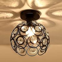Homesake® Metal Dual Ring Crystal Flush Mount Ceiling Light (Dual Ring Black)