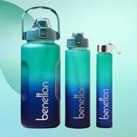 United Colors of Benetton 3-in-1 Water Bottle Set, 2000ML + 750 ML + 300 ML 