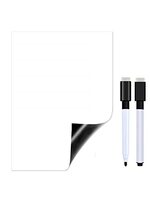 Awestuffs Magnetic Whiteboard Sheet for Fridge/Office/Metal Wardrobe - Stain Resistant Dry Erase Flexible Writing Whiteboard Sheet with 2 Marker Pens [31 x 23 cm] (White) (Medium)