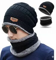 FLEXCY Unisex Winter Woolen Beanie & Scarf Set for Cold Weather