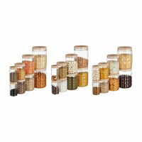 Amazon Brand - Solimo Checkered Jar Container Set of 24, 2000ML, 1000ML, 500ML, 250ML, Transparent, Choco