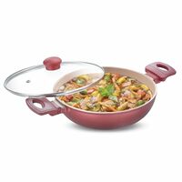 Prestige 24cm/2.4 Litre Omega Die-Cast Non-Stick Kadai with Glass Lid