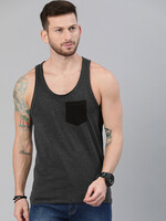 Buy Roadster Men Charcoal Grey Melange Solid Scoop Neck Cotton T Shirt With Racer Back - Tshirts for Men 11632492 | Myntra