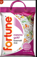 Fortune Rozana Gold Basmati Rice 5Kg | Cooked grain upto 15 mm | Fluffy, Non-Sticky Rice | Everyday Basmati Rice