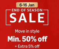 Amazon End of season sale : Min 50 % off + Extra 5% off