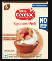 CERELAC Baby Food Cereal | No Refined Sugar | No Preservatives | Ragi (Nachni) Apple for 6 to 24 Months Baby | Omega 3 Iron Protein Calcium Vitamin D for Babies | Instant Cereal | 300g