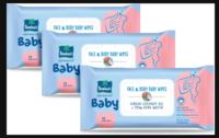 Parachute Advansed Baby | Face & Body Baby Wipes | With Virgin Coconut Oil & 99% Pure Water | Hypoallergenic, Dermatologically Tested & pH Balanced | Moisture-lock Lid | 72 wipes * Pack of 3