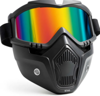 Btag Anti Scratch UV Protective Motorcycle Face Mask with Detachable Goggles | Anti-Fog UV Protection Riding Mask with Removable Breathable Filter | Full Face Windproof Shield for Biking.(Rainbow)