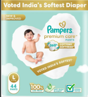 Pampers Premium Care Pant Style Baby Diapers | Large (L size) | 44 Count | Voted India's Softest | All-in-1 with 360 Cottony Softness Diapers | 9-14kg