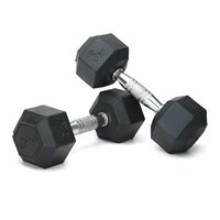 FitBox Sports Pro 10kg (5kg x 2) Hex Rubber Coated Dumbbells for Home Gym & Strength Training - Unisex