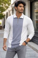 Men zip neck white T-shirt