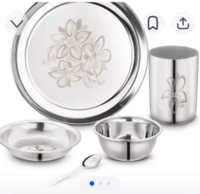 Classic Essentials Stainless Steel Dinner Set (5 Pieces, Silver, Permanent Laser-Glory)