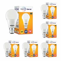 Wipro Garnet 7W LED Bulb for Home & Office |Warm White (2700K) | B22 Base|220 Degree Light Coverage |4Kv Surge Protection |400V High Voltage Protection |Energy Efficient | Pack of 6