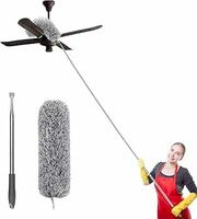 Hallstatt 2025 Upgraded Long Handle Microfiber Feather Fan Ceiling Duster for Dust Cleaning with extendable Pole 100 Inch with Anti Scratch Bendable Brush for Cleaning High roof Cobweb Stick | Grey
