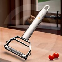 E-COSMOS® Stainless Steel 2-in-1 Julienne & Shredder Peeler - Versatile Cutter for Fresh Vegetables: Potatoes, Carrots, Cucumbers (Silver)