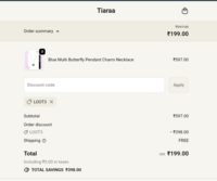 TIARAA Loot : Get Any 3 Necklace or Bracelet at ₹199