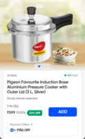 Pigeon Favourite Induction Base Aluminium Pressure Cooker with Outer Lid (3 L, Silver)