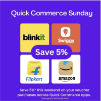 Flipkart, Amazon Shopping, Swiggy and Blinkit Gift Cards at 10% (5+5) using SBI/Axis Cashback or High Rewarding CC.
