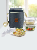 Cello Transparent Set Of 3 Glass Microwave Safe Lunch Box 