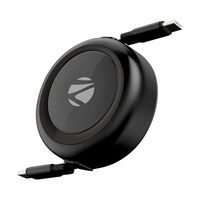 Zebronics Type C - Type C Retractable Cable, 60 Watts Fast Charging (Wattz 60RCC1, Black)