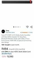 Sony HT S100  2.0 channel Dolby audio soundbar 