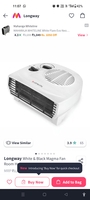  Longway White & Black Magma Fan Room Heater