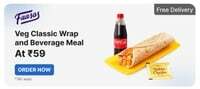 Faasos Veg Classic Wrap and Beverage Meal worth 104Rs at just 59Rs on Digihaat