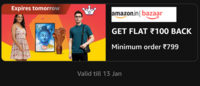 Amazon Bazaar - ₹100 back on min order ₹799 - user specific
