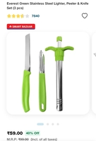 Stainless Steel Lighter, Peeler & Knife Set (3 pcs)