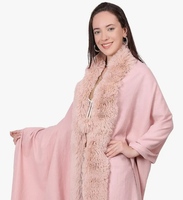 Manra Women’s Solid Faux Fur Border Stole Shawl