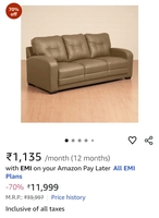 Home centre 3 seater sofa brown