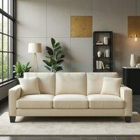 Torque Moscow 3 Seater Fabric Sofa (Cream)