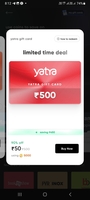 Flat 450 discount on yatra gift card of 500