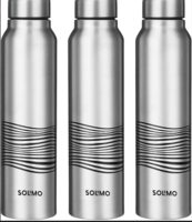 Amazon Brand - Solimo Stainless Steel Bottles (Set of 3) | 970ml Each | 100% Food-Grade | BPA-Free Cap | | Leak & Spill Proof | Ergonomic Grip | For Home & Office Use (Stainless Steel Finish)
