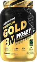 Bigmuscles Nutrition Premium Gold Whey [1Kg] | Informed Choice UK Certified | Isolate Whey Protein Blend | 25g Protein | 11g EAA | ProHydrolase Enzyme Technology [Chocolate]