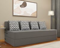 Adorn India Easy 4 Seater Sofa Cum Bed (Rhombus Pattern) Size 6' X 6' Ft (Grey Color)