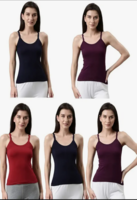 Dixcy Slimz Solid Scoop Neck Sleeveless Slim Fit Camisole for Women(Assorted_Pack of 5_90)