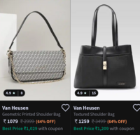 Allen Solly and Van Heusen Handbags  at Min 60% Off