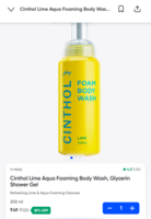 @49 (59% off)  Cinthol Lime Aqua Foaming Body Wash, Glycerin Shower Gel on Instamart: Available Mumbai check yours 