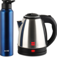 cello Quick Boil Lifestyle Kettle 1.5 L + Sippa 1000 ML Stainless Steel Water Bottle Electric Kettle (1.5 L, Silver)