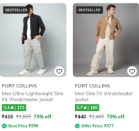 AJIO Loot : Fort Collins Jackets Starts at rs.416