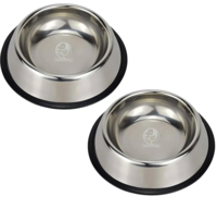 Foodie Puppies Stainless Steel Dog Bowl - (450ml, Pack of 2) Pet Feeder Water Food Bowl Non-Slip Puppy Dishes for Small Dogs, Cats, Kitten and Rabbit | Bowl with Anti-Skid Rubber Base